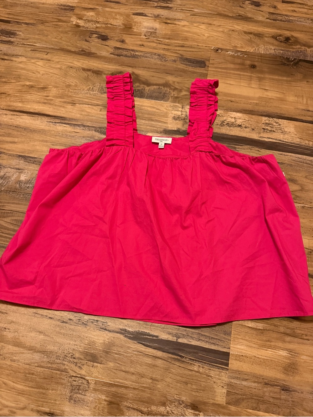Freshman-Treasure & Bond Pink Ruffle Strap Women's Tank Top